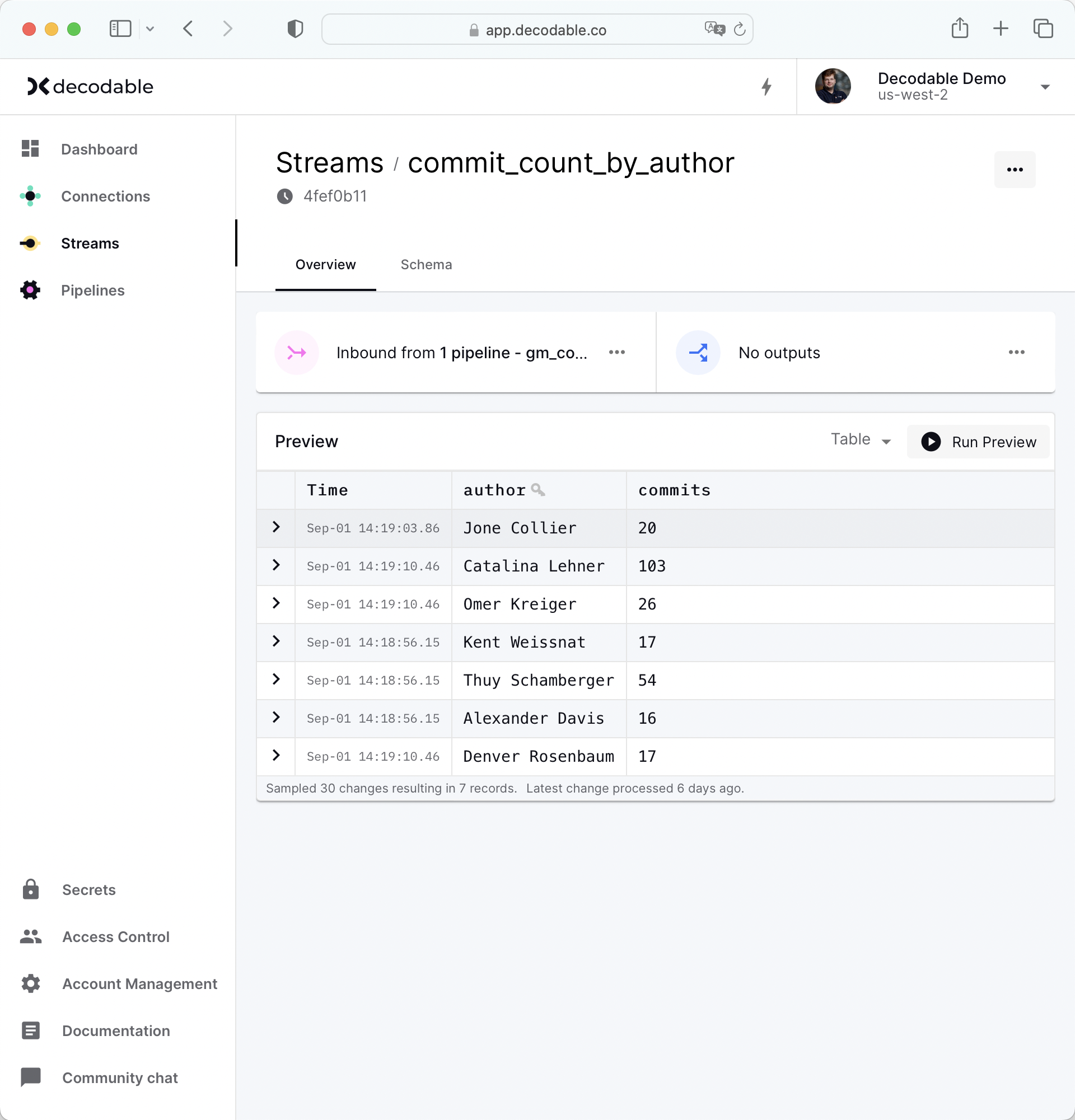 Processing GitHub hooks With Decodable